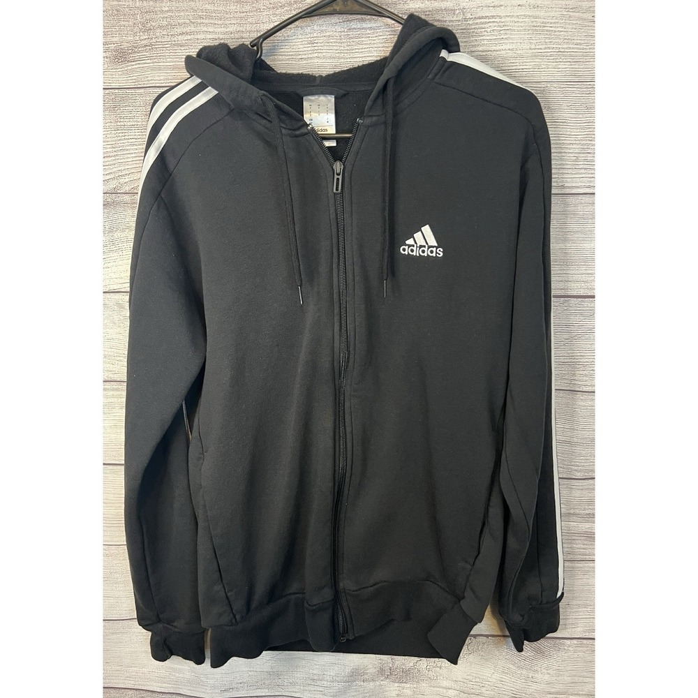 Adidas Men's  Black Full Zip Hoodie‎ Pockets Athletic Sports Size Small
